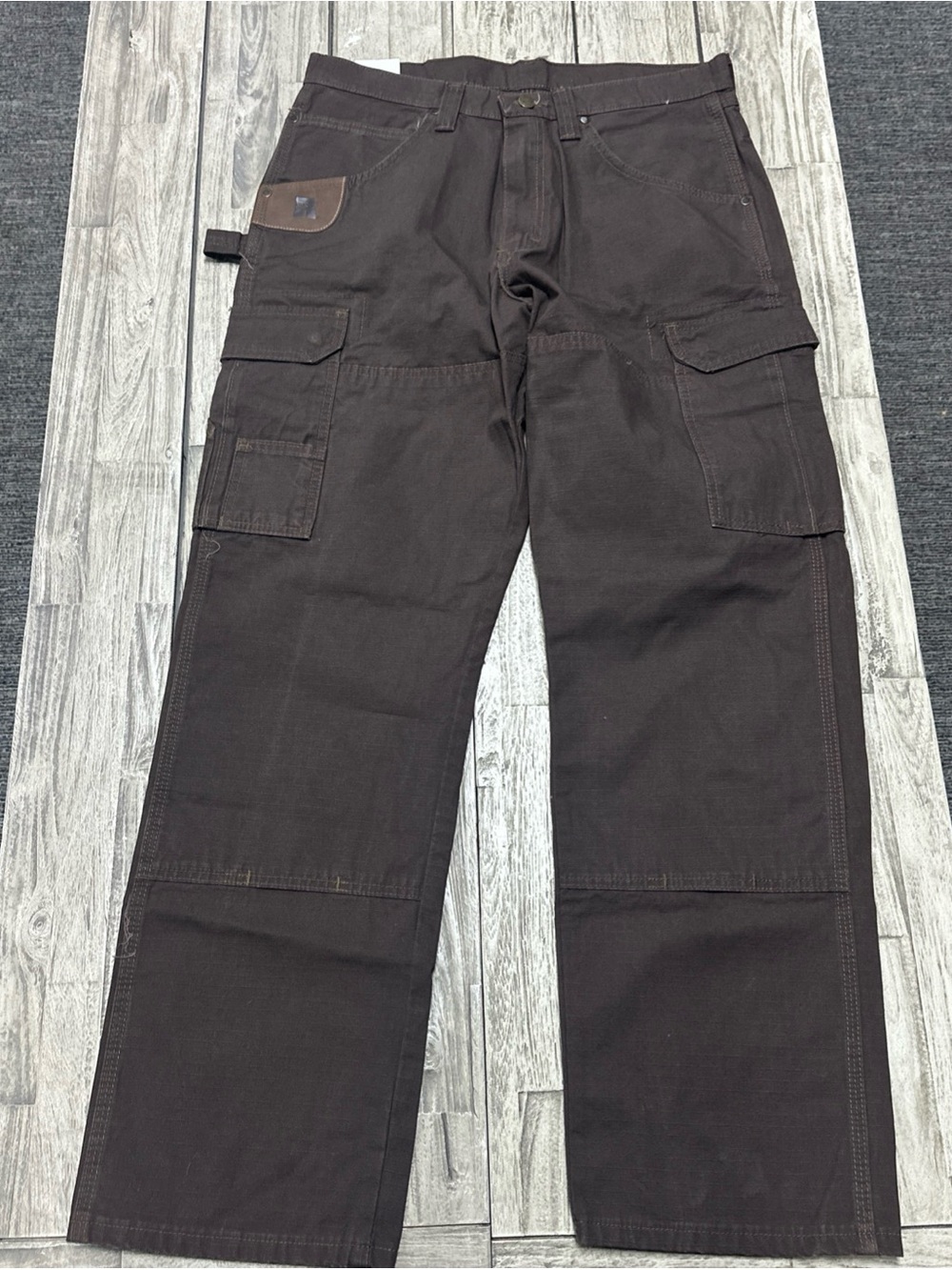 NWT Wrangler Riggs Workwear Ranger Relaxed Fit Brown Ripstop Cargo Pants 33x32